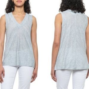 Sigrid Olsen 100% linen v-neck striped tank top